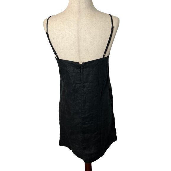 Madewell Womens $98 Goldie Mini Dress 100% Linen Black Size 14 NL087 - Picture 5 of 6